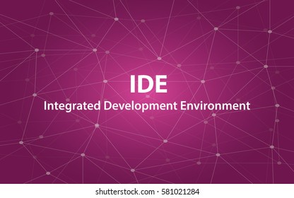 ide integrated development environment white text illustration with purple constellation map as background