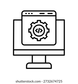 Ide Screen Outline Icon Vector Illustration
