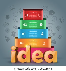 Idea 3d logo on the grey background