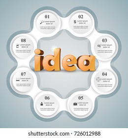 Idea 3d logo on the grey background