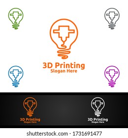 Idea 3D Printing Company Vector Logo Design für Medien, Einzelhandel, Werbung, Zeitung oder Buchkonzept