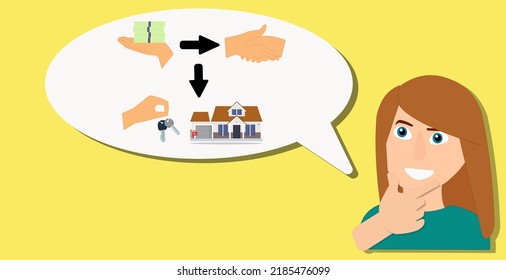 Idea about buying a house. The client's hand giving money and the hands of the realtor with the keys.