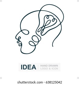 Idea. Abstract vector logo and icon.
Hand drawn template. 