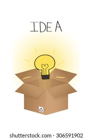 idea abstract yellow bulb out of the recycle box can you fill your idea and fill text or use it poster book brochure or advertise on white isolated vector background