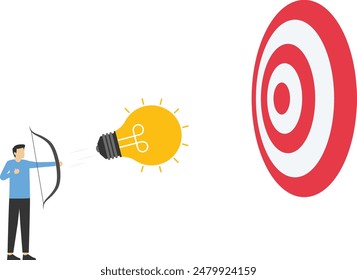 Idea to achieve target, strategy or planning to achieve goal, innovation to insight to reach target, solution or creativity concept,

