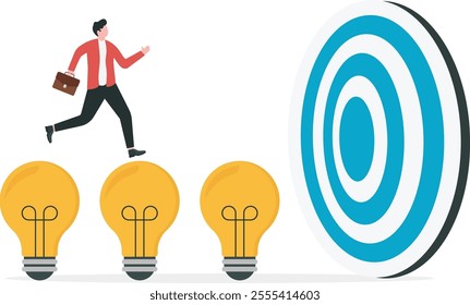 Idea to achieve target,Business achievement, improvement goal, success target or career growth concept,
