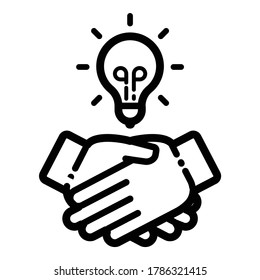 Icono plano de acuerdo de idea aislado en fondo blanco