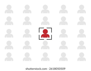 Idea of Aiming at a Chosen Man Human Figures Background. HR work recruitment human resources targeting and employee selection process