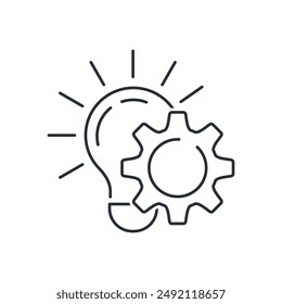 Idea of application. Creative solutions .Vector linear icon isolated on white background.