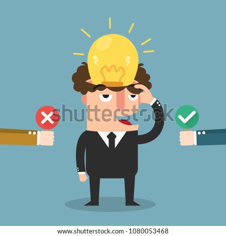 Idea best choice right and wrong. vector illustration.