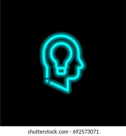 Idea blue glowing neon ui ux icon. Glowing sign logo vector