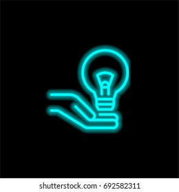 Idea blue glowing neon ui ux icon. Glowing sign logo vector