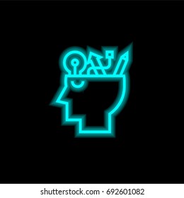 Idea blue glowing neon ui ux icon. Glowing sign logo vector