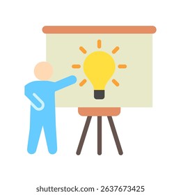 Idea Board mini illustration flat color icon, use for research and development, education, industry, UI, UX kit, app and web development, digital or print.