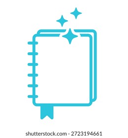 Ideenbuchsymbol. Einzeln auf weißem Hintergrund. Symbol Bue