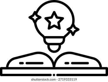 Libro de ideas con bombilla e icono de estrella