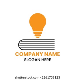 Idea Book Logo Design Concept With Book and Bulb Icon Template