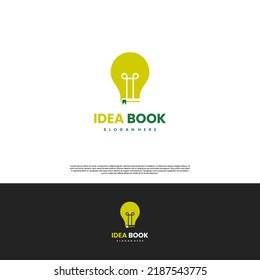idea book logo design on isolated background, light bulb combine with book logo