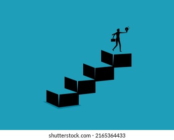 An idea is born. A businessman holds an idea light bulb. Silhouette Business Concept Vector Illustration