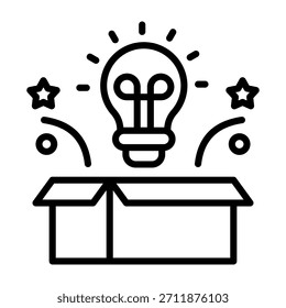 Ilustración vectorial de estilo de línea de icono de caja de ideas