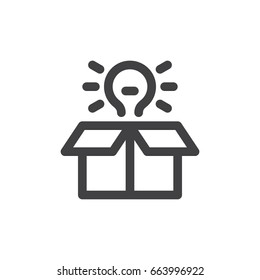 Idea box line icon, outline vector sign, linear style pictogram isolated on white. Symbol, logo illustration. Thick line design. Pixel perfect graphics