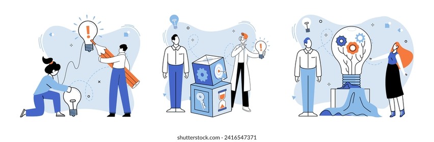 Idea in a box vector illustration. A discovery is treasure hidden beneath layers traditional thinking The concept idea in box constrains growth creative seedlings Project development flourishes