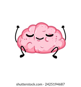 idea brain character cartoon. mascot comic, sticker funny, genius education idea brain character sign. isolated symbol vector illustration