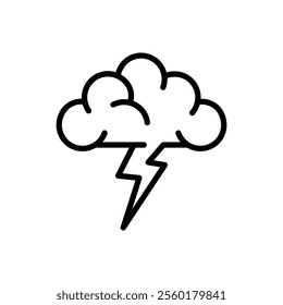 Idea (brain, cloud, lightning) vector graphic icon with editable stroke line.