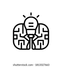 Idea, Brain Icon Logo Illustration Vector Isolated. Back to School and Science Icon Set. Editable Stroke and Pixel Perfect.