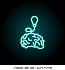 Idea in the brain neon icon. Simple thin line, outline vector of startup icons for ui and ux, website or mobile application