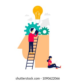 Idea, brainstorming. Flat illustration isolated on white background.