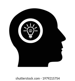 Idea, icono de lluvia de ideas. Gráficos vectoriales negros.