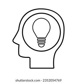 Idea Brainstorming Icon In Outline Style