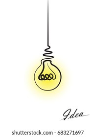 idea, bright hanging light bulb, background