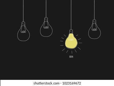Idea. Bright solution light bulb vector illustration. Creative problem solving. Power of imagination. Technology, energy, power, innovation.