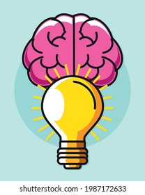 idea bulb brain creativity cartoon