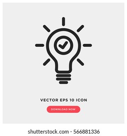 Idea bulb with check vector icon