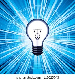 idea bulb concept with rays background