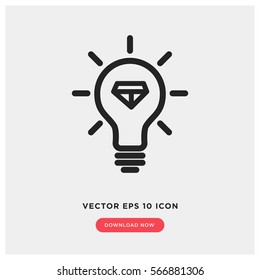 Idea bulb with diamond vector icon