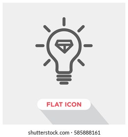 Idea bulb with diamond vector icon