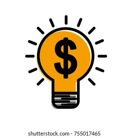 idea bulb with dollar money creative symbol
