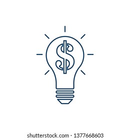 Idea bulb with dollar sign vector icon, money creative symbol. Modern, simple flat vector illustration for web site or mobile app