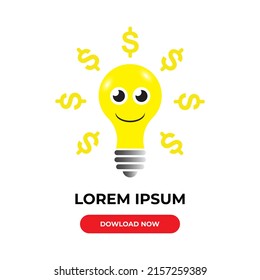 Idea bulb with dollar sign vector icon, money creative symbol. Modern, simple flat vector illustration for web site or mobile app
