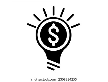 bombilla de ideas con símbolo vectorial de signo de dólar, símbolo creativo del dinero. Ilustración vectorial plana moderna y simple para sitio web o aplicación móvil