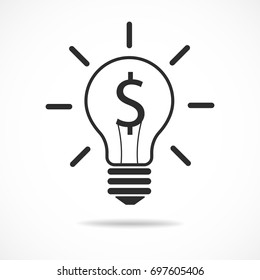 idea bulb with dollar sign vector icon, money creative symbol