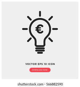 Idea bulb with euro sign vector icon