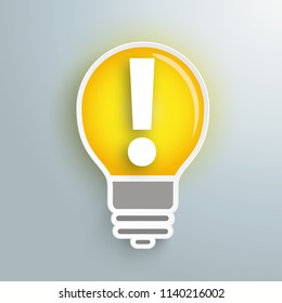 Idea bulb with an exclamation mark on the gray background. Eps 10 vector file.