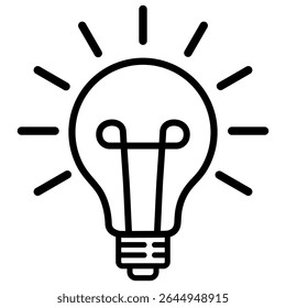 idea bulb flat icon black line transparent background