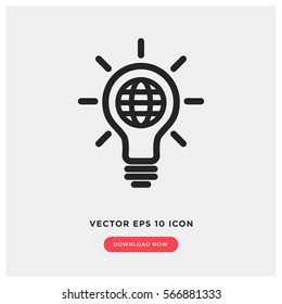 Idea bulb with globe vector icon