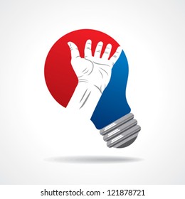 idea bulb with hand